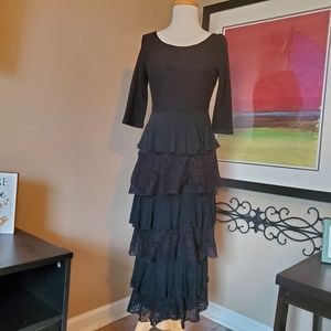 Dainty Jewel Black Lace Layered Dress